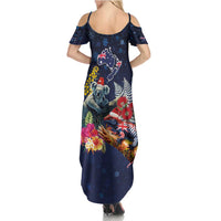 Australia and New Zealand Summer Maxi Dress Merry Christmas-Tuatara and Koala with Plants Xmas Style LT03 - Polynesian Pride