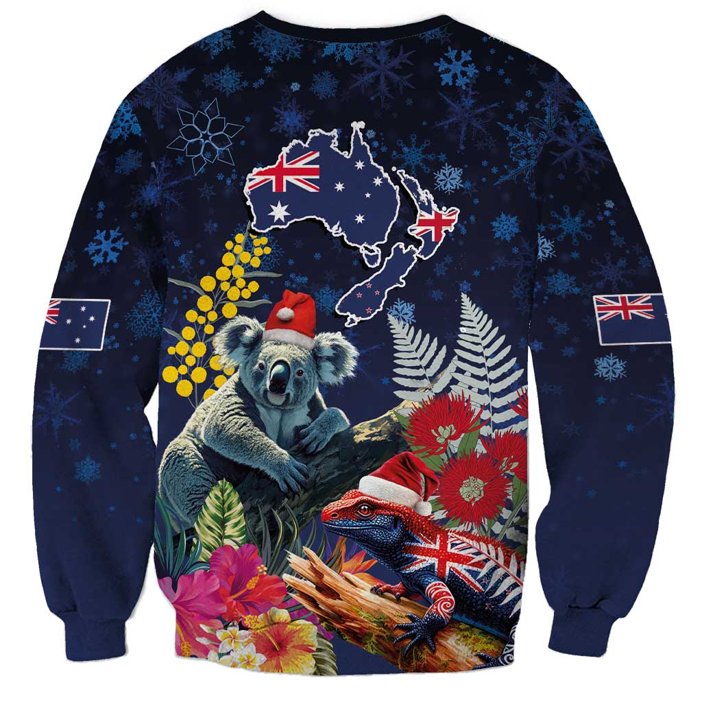 Australia and New Zealand Sweatshirt Merry Christmas-Tuatara and Koala with Plants Xmas Style LT03 - Polynesian Pride
