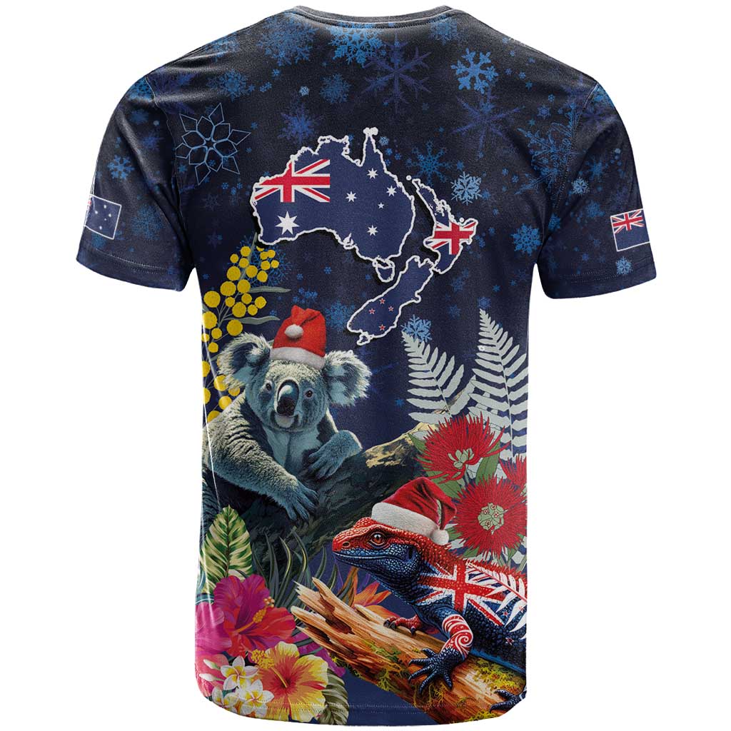 Australia and New Zealand T Shirt Merry Christmas-Tuatara and Koala with Plants Xmas Style LT03 - Polynesian Pride