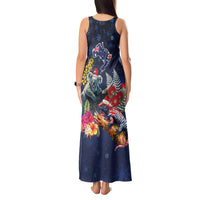 Australia and New Zealand Tank Maxi Dress Merry Christmas-Tuatara and Koala with Plants Xmas Style LT03 - Polynesian Pride
