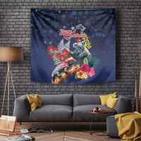 Australia and New Zealand Tapestry Merry Christmas-Tuatara and Koala with Plants Xmas Style LT03 Navy - Polynesian Pride