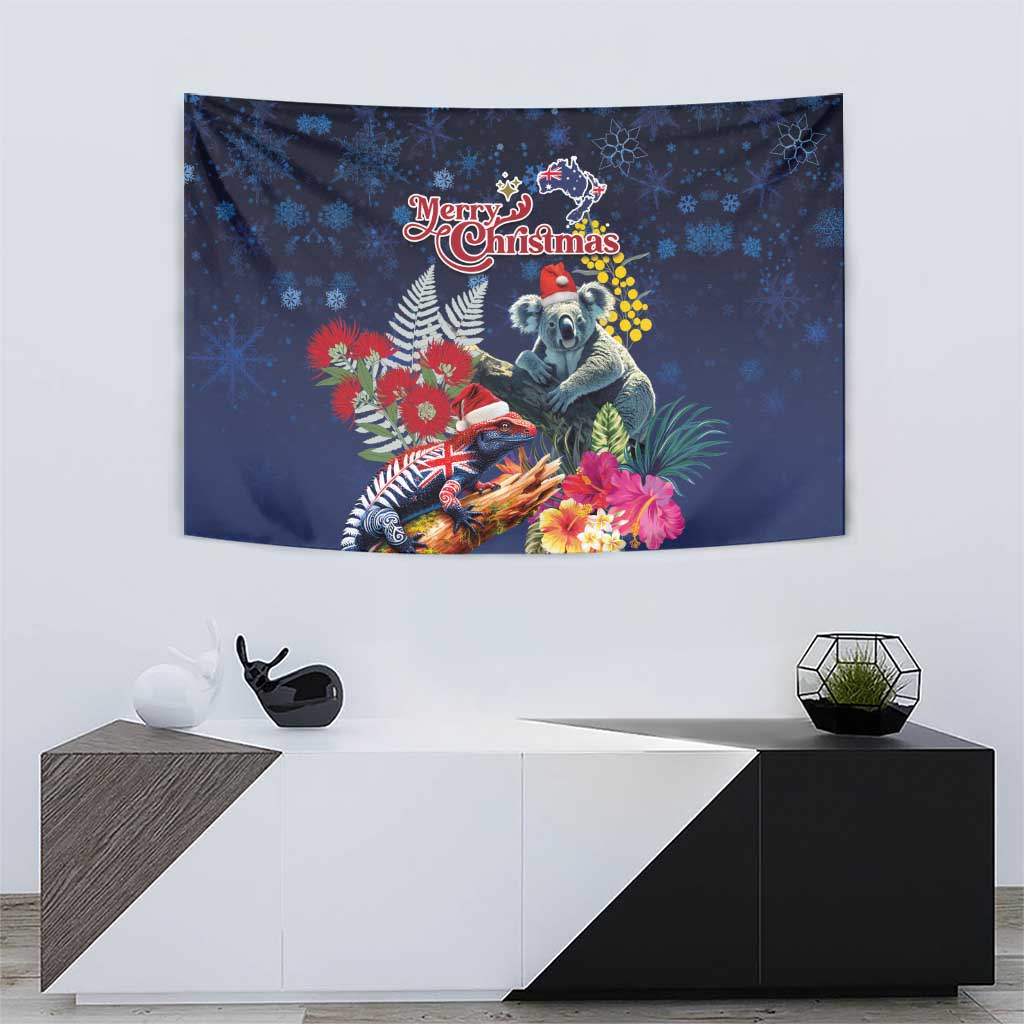Australia and New Zealand Tapestry Merry Christmas-Tuatara and Koala with Plants Xmas Style LT03 - Polynesian Pride
