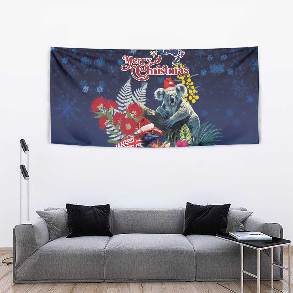 Australia and New Zealand Tapestry Merry Christmas-Tuatara and Koala with Plants Xmas Style LT03 - Polynesian Pride