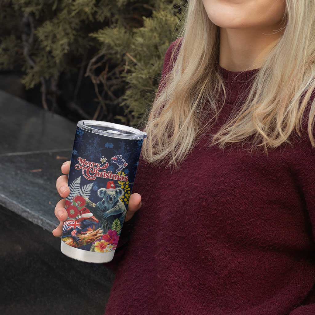 Australia and New Zealand Tumbler Cup Merry Christmas-Tuatara and Koala with Plants Xmas Style LT03 - Polynesian Pride