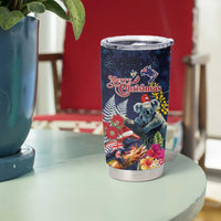 Australia and New Zealand Tumbler Cup Merry Christmas-Tuatara and Koala with Plants Xmas Style LT03 - Polynesian Pride