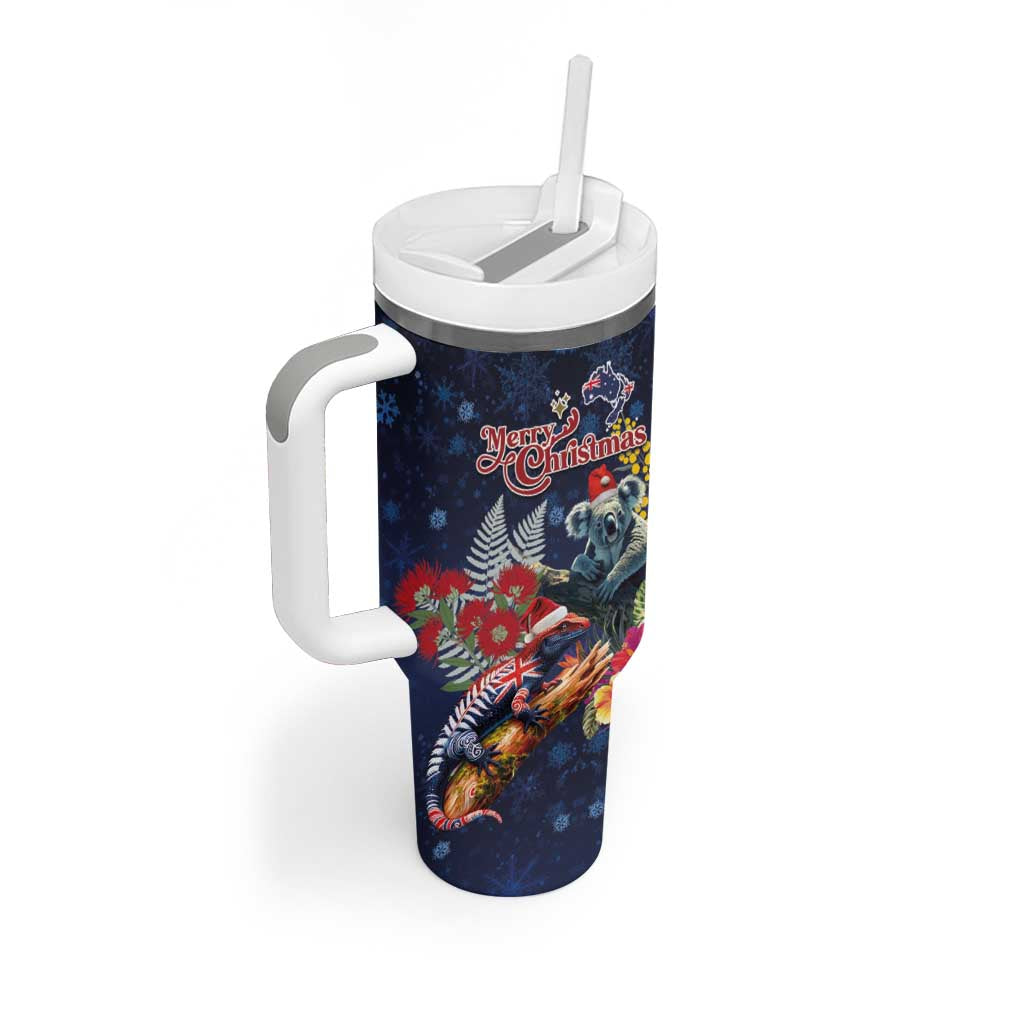 Australia and New Zealand Tumbler With Handle Merry Christmas-Tuatara and Koala with Plants Xmas Style LT03 - Polynesian Pride