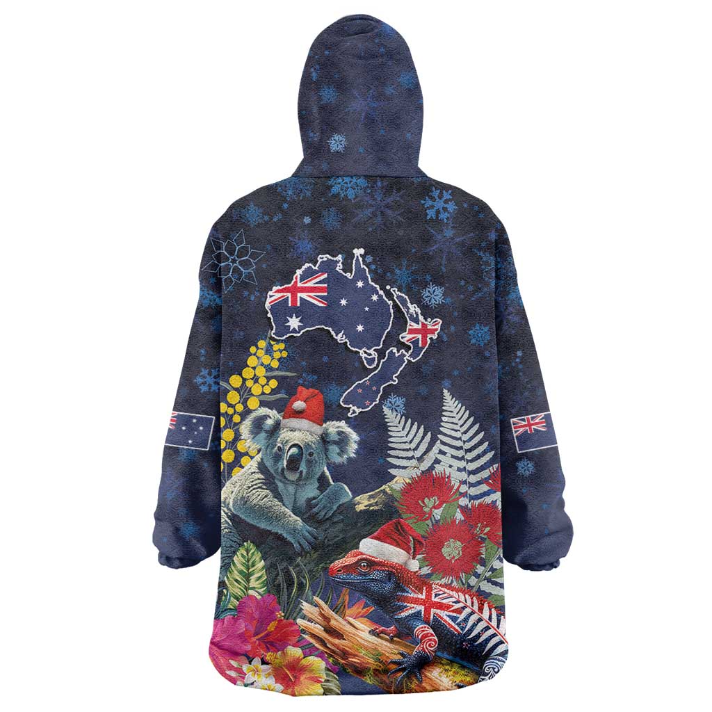 Australia and New Zealand Wearable Blanket Hoodie Merry Christmas-Tuatara and Koala with Plants Xmas Style LT03 - Polynesian Pride