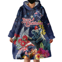 Australia and New Zealand Wearable Blanket Hoodie Merry Christmas-Tuatara and Koala with Plants Xmas Style LT03 - Polynesian Pride