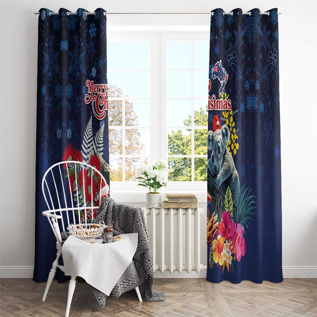 Australia and New Zealand Window Curtain Merry Christmas-Tuatara and Koala with Plants Xmas Style LT03 - Polynesian Pride