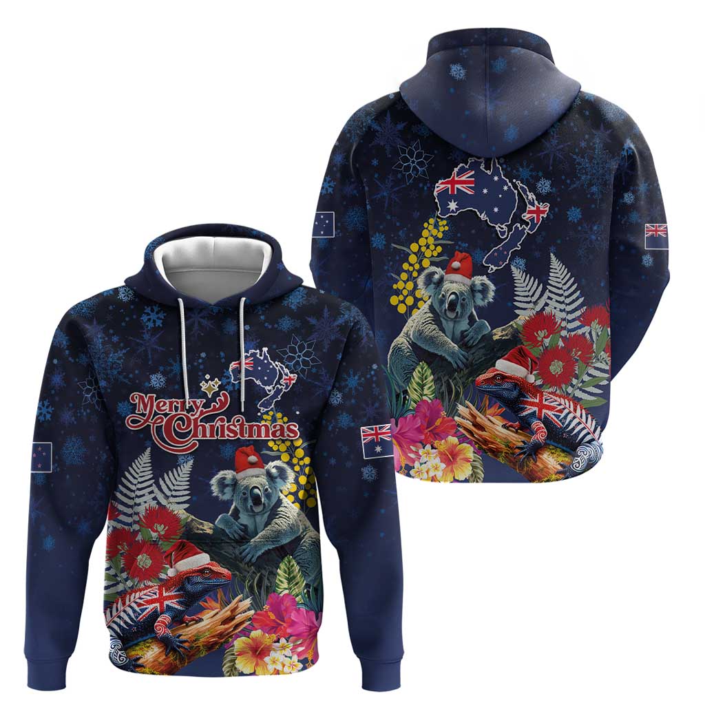 Australia and New Zealand Zip Hoodie Merry Christmas-Tuatara and Koala with Plants Xmas Style LT03 - Polynesian Pride