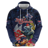 Australia and New Zealand Zip Hoodie Merry Christmas-Tuatara and Koala with Plants Xmas Style LT03 - Polynesian Pride