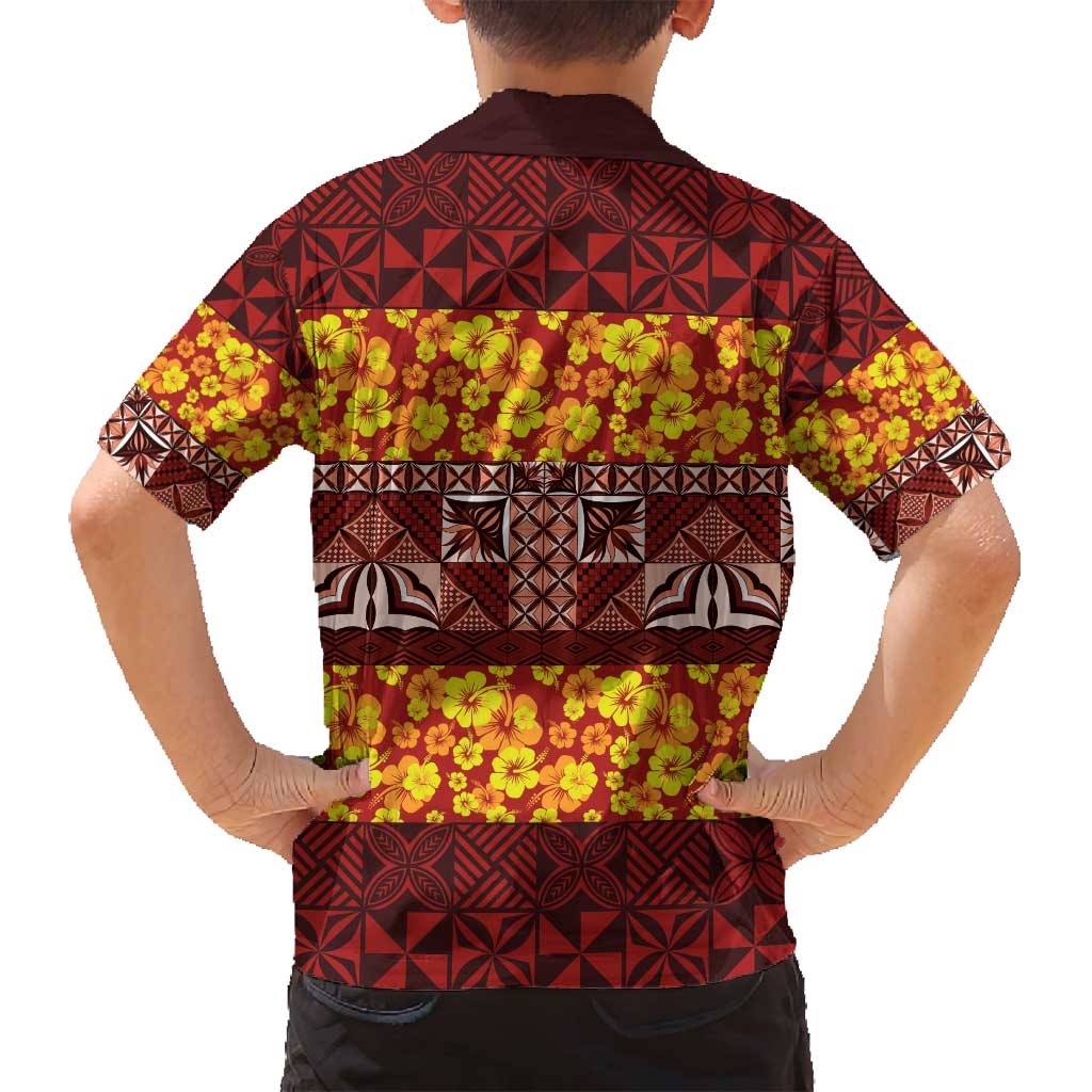 Samoa Siapo and Tapa Family Matching Off Shoulder Maxi Dress and Hawaiian Shirt Pacific Tribal Pattern with Hibiscus Striped Style LT03 - Polynesian Pride