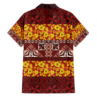 Samoa Siapo and Tapa Family Matching Off Shoulder Short Dress and Hawaiian Shirt Pacific Tribal Pattern with Hibiscus Striped Style LT03 - Polynesian Pride