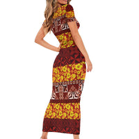 Samoa Siapo and Tapa Family Matching Short Sleeve Bodycon Dress and Hawaiian Shirt Pacific Tribal Pattern with Hibiscus Striped Style LT03 - Polynesian Pride