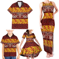 Samoa Siapo and Tapa Family Matching Tank Maxi Dress and Hawaiian Shirt Pacific Tribal Pattern with Hibiscus Striped Style LT03 - Polynesian Pride