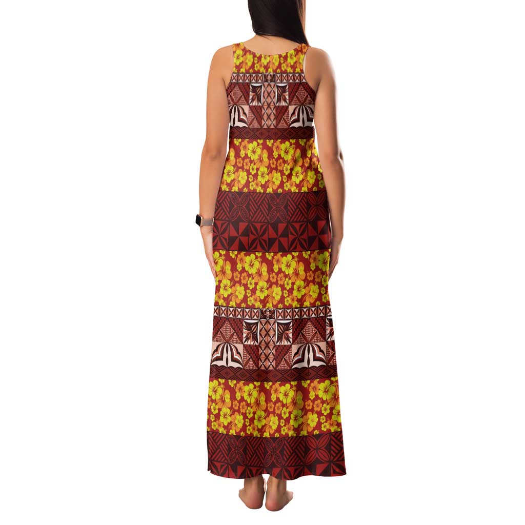 Samoa Siapo and Tapa Family Matching Tank Maxi Dress and Hawaiian Shirt Pacific Tribal Pattern with Hibiscus Striped Style LT03 - Polynesian Pride