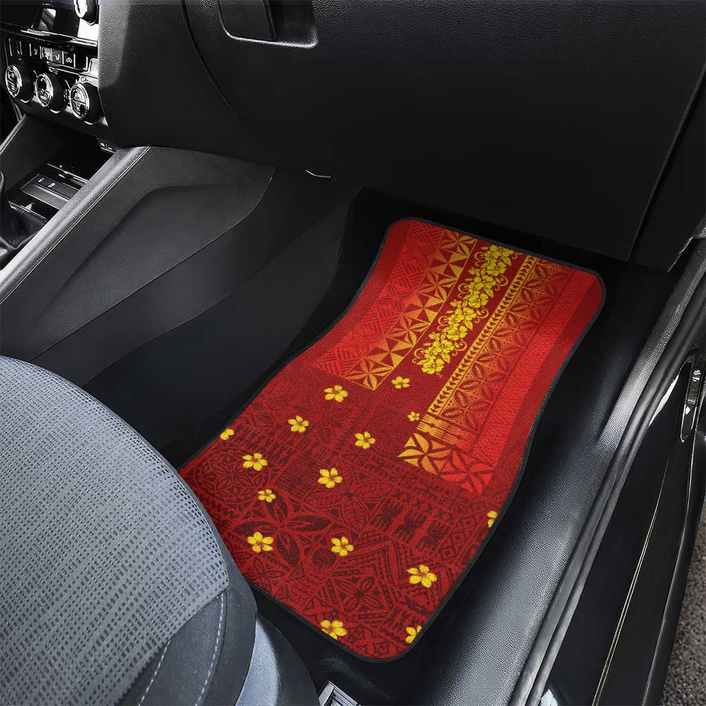 Samoa Tapa Pacific Tribal Pattern Car Mats Hibiscus and Plumeria