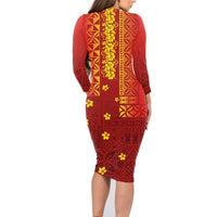 Samoa Tapa Pacific Tribal Pattern Family Matching Long Sleeve Bodycon Dress and Hawaiian Shirt Hibiscus and Plumeria LT03 - Polynesian Pride