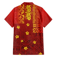 Samoa Tapa Pacific Tribal Pattern Family Matching Off Shoulder Short Dress and Hawaiian Shirt Hibiscus and Plumeria LT03 - Polynesian Pride