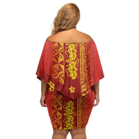 Samoa Tapa Pacific Tribal Pattern Family Matching Off Shoulder Short Dress and Hawaiian Shirt Hibiscus and Plumeria LT03 - Polynesian Pride