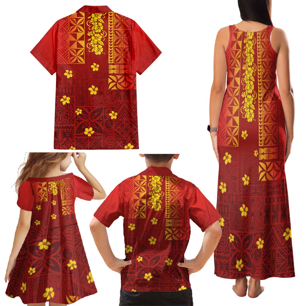 Samoa Tapa Pacific Tribal Pattern Family Matching Tank Maxi Dress and Hawaiian Shirt Hibiscus and Plumeria LT03 - Polynesian Pride