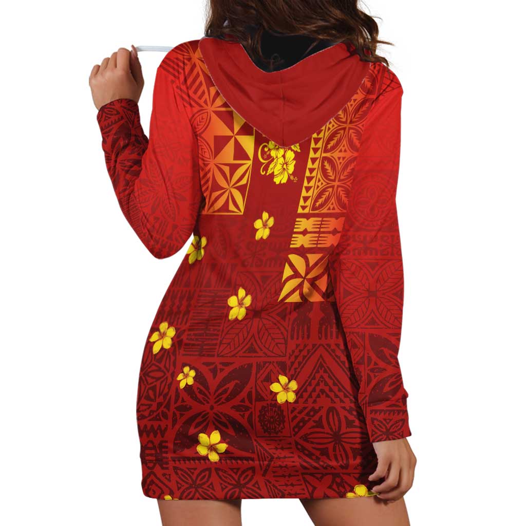 Samoa Tapa Pacific Tribal Pattern Hoodie Dress Hibiscus and Plumeria LT03 - Polynesian Pride