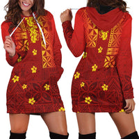 Samoa Tapa Pacific Tribal Pattern Hoodie Dress Hibiscus and Plumeria LT03 - Polynesian Pride