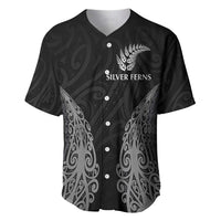 New Zealand Netball Baseball Jersey Koru and Maori Tattoo Jersey LT03 Black - Polynesian Pride