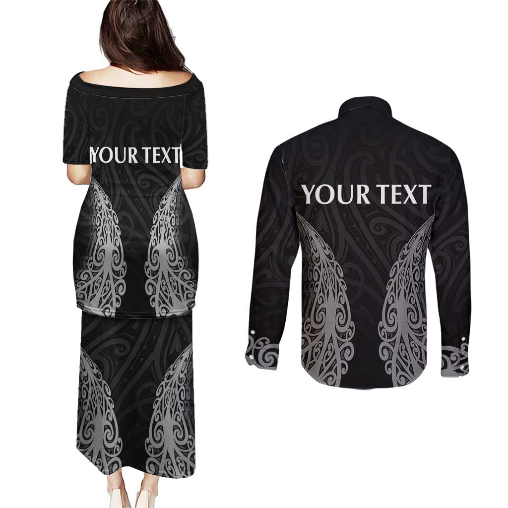 New Zealand Netball Couples Matching Puletasi and Long Sleeve Button Shirt Koru and Maori Tattoo Jersey LT03 - Polynesian Pride