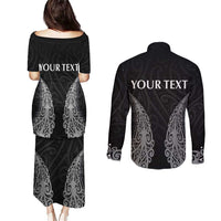New Zealand Netball Couples Matching Puletasi and Long Sleeve Button Shirt Koru and Maori Tattoo Jersey LT03 - Polynesian Pride