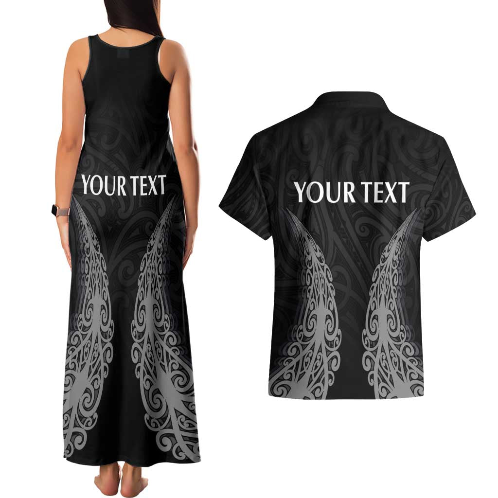 New Zealand Netball Couples Matching Tank Maxi Dress and Hawaiian Shirt Koru and Maori Tattoo Jersey LT03 - Polynesian Pride
