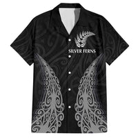 New Zealand Netball Family Matching Tank Maxi Dress and Hawaiian Shirt Koru and Maori Tattoo Jersey LT03 Dad's Shirt - Short Sleeve Black - Polynesian Pride