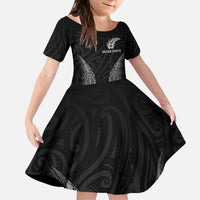 New Zealand Netball Kid Short Sleeve Dress Koru and Maori Tattoo Jersey LT03 KID Black - Polynesian Pride