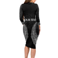 New Zealand Netball Long Sleeve Bodycon Dress Koru and Maori Tattoo Jersey LT03 - Polynesian Pride