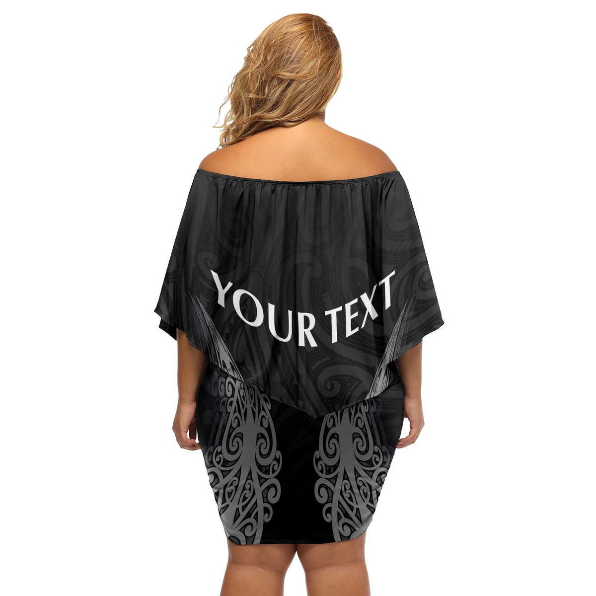 New Zealand Netball Off Shoulder Short Dress Koru and Maori Tattoo Jersey LT03 - Polynesian Pride