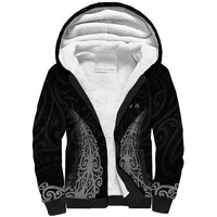 New Zealand Netball Sherpa Hoodie Koru and Maori Tattoo Jersey LT03 Unisex Black - Polynesian Pride