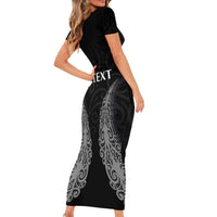 New Zealand Netball Short Sleeve Bodycon Dress Koru and Maori Tattoo Jersey LT03 - Polynesian Pride