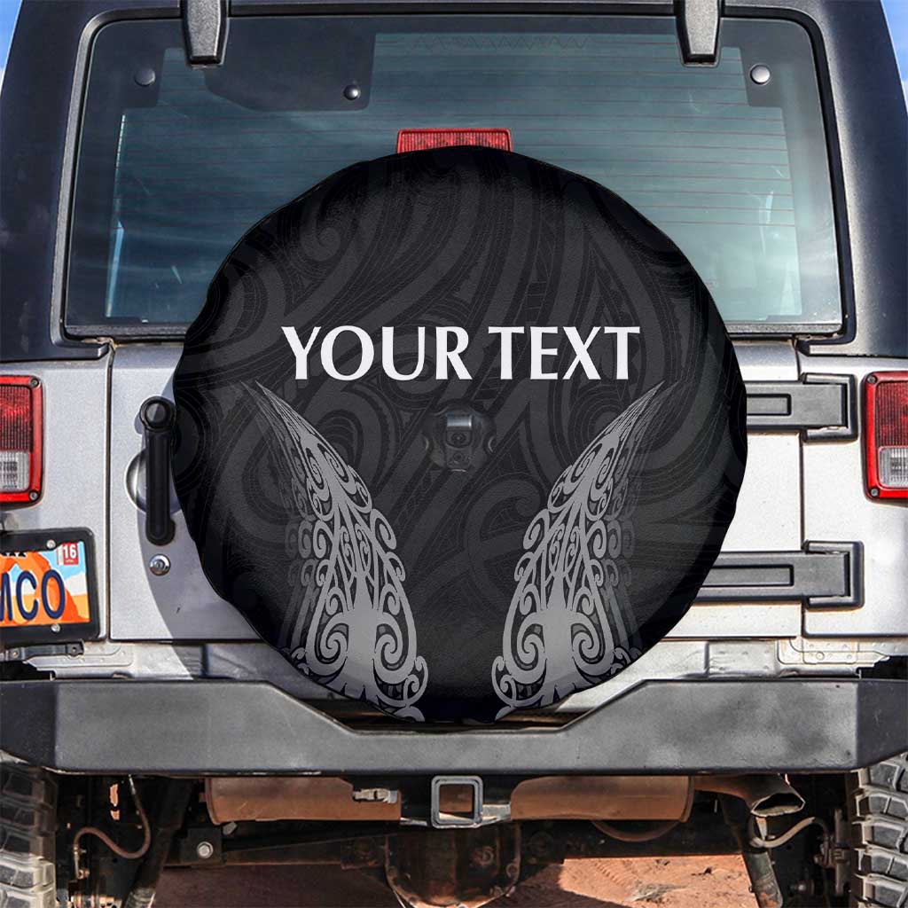 New Zealand Netball Spare Tire Cover Koru and Maori Tattoo Jersey LT03 Black - Polynesian Pride
