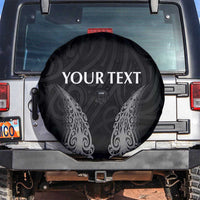 New Zealand Netball Spare Tire Cover Koru and Maori Tattoo Jersey LT03 Black - Polynesian Pride