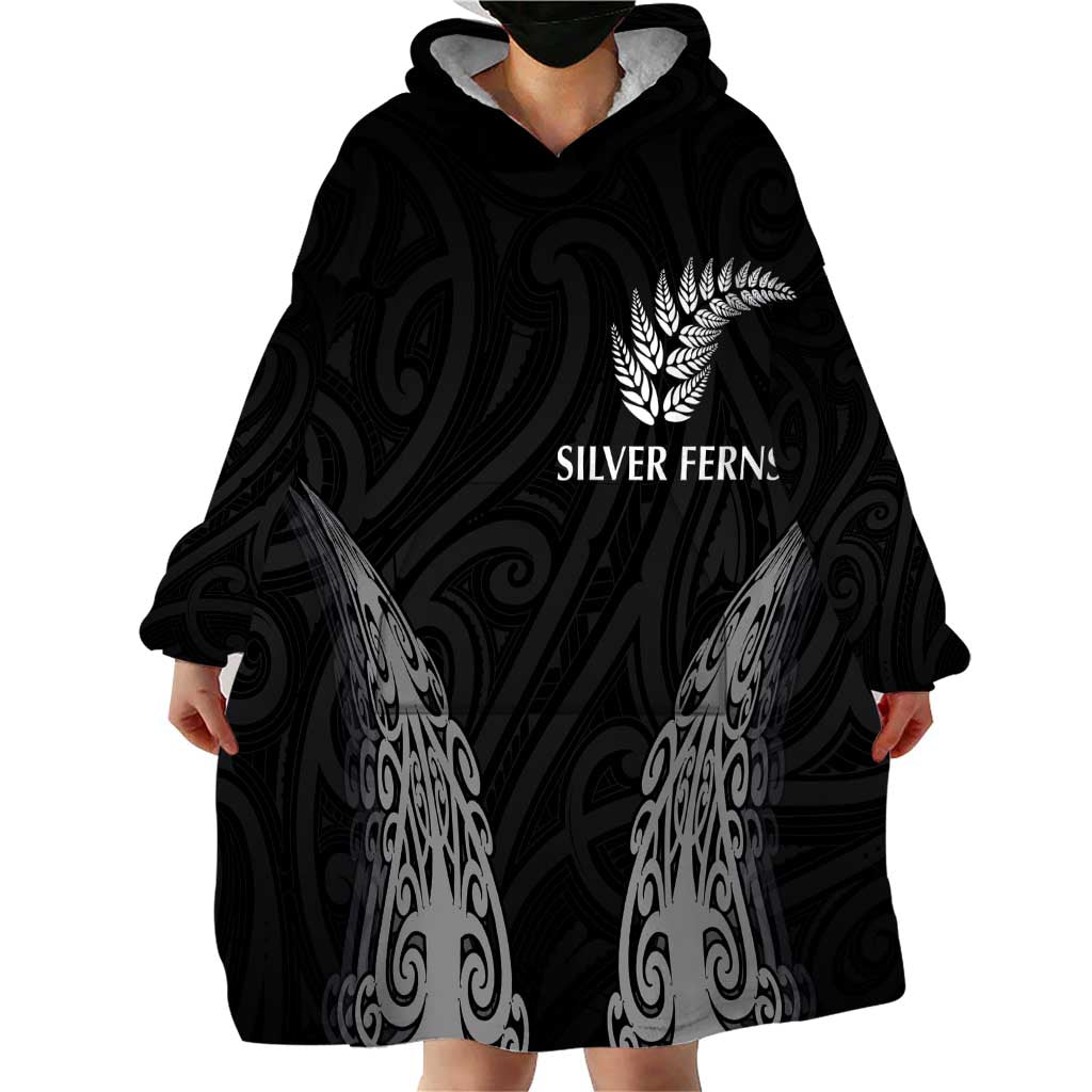 New Zealand Netball Wearable Blanket Hoodie Koru and Maori Tattoo Jersey LT03 - Polynesian Pride