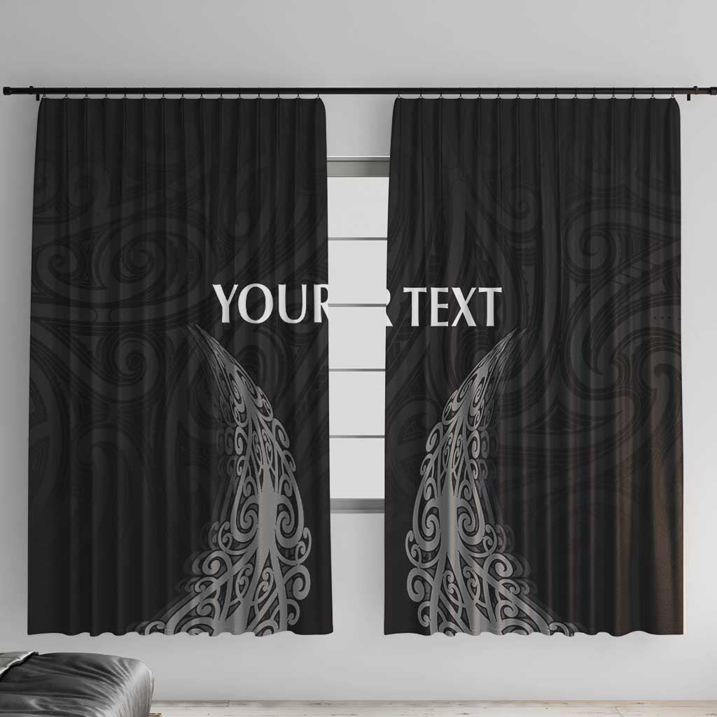 New Zealand Netball Window Curtain Koru and Maori Tattoo Jersey LT03 With Hooks Black - Polynesian Pride
