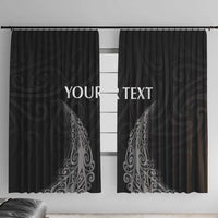 New Zealand Netball Window Curtain Koru and Maori Tattoo Jersey LT03 With Hooks Black - Polynesian Pride