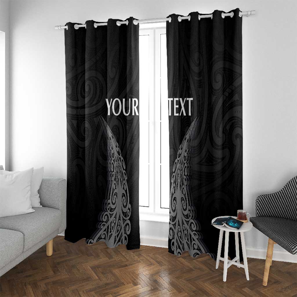 New Zealand Netball Window Curtain Koru and Maori Tattoo Jersey LT03 With Grommets Black - Polynesian Pride