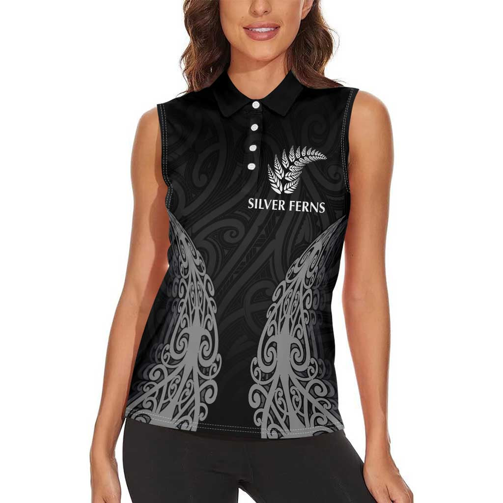 New Zealand Netball Women Sleeveless Polo Shirt Koru and Maori Tattoo Jersey LT03 - Polynesian Pride