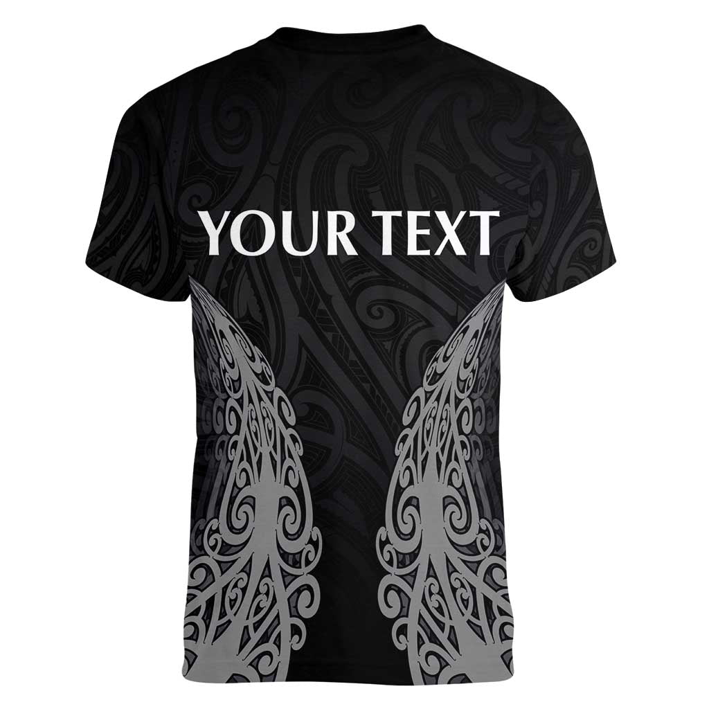 New Zealand Netball Women V-Neck T-Shirt Koru and Maori Tattoo Jersey LT03 - Polynesian Pride