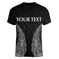 New Zealand Netball Women V-Neck T-Shirt Koru and Maori Tattoo Jersey LT03 - Polynesian Pride