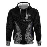 New Zealand Netball Zip Hoodie Koru and Maori Tattoo Jersey LT03 Pullover Hoodie Black - Polynesian Pride