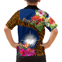 Personalised Marshall Islands Manit Day Family Matching Off Shoulder Maxi Dress and Hawaiian Shirt Marshall Seal Mix Hibiscus Flower Maori Pattern Style LT03 - Polynesian Pride