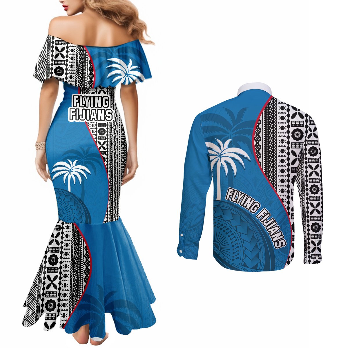 fiji-rugby-couples-matching-mermaid-dress-and-long-sleeve-button-shirts-coat-of-arms-palm-tree-mix-polynesia-tapa-pattern