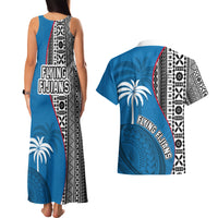 Fiji Rugby Couples Matching Tank Maxi Dress and Hawaiian Shirt Coat of Arms Palm Tree Mix Polynesia Tapa Pattern LT03 - Polynesian Pride